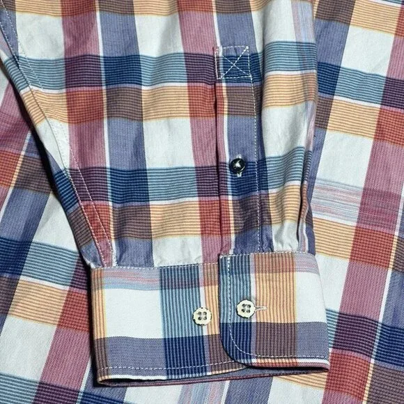 Tommy Bahama Men's Big & Tall 2XB Pure Coral Mendocino Button Front Plaid Shirt - Picture 9 of 9